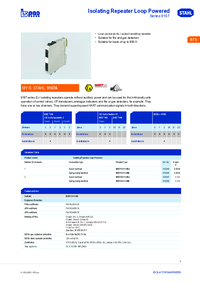 Thumbnail of document Data Sheet - 9167 Loop-powered isolating repeater
